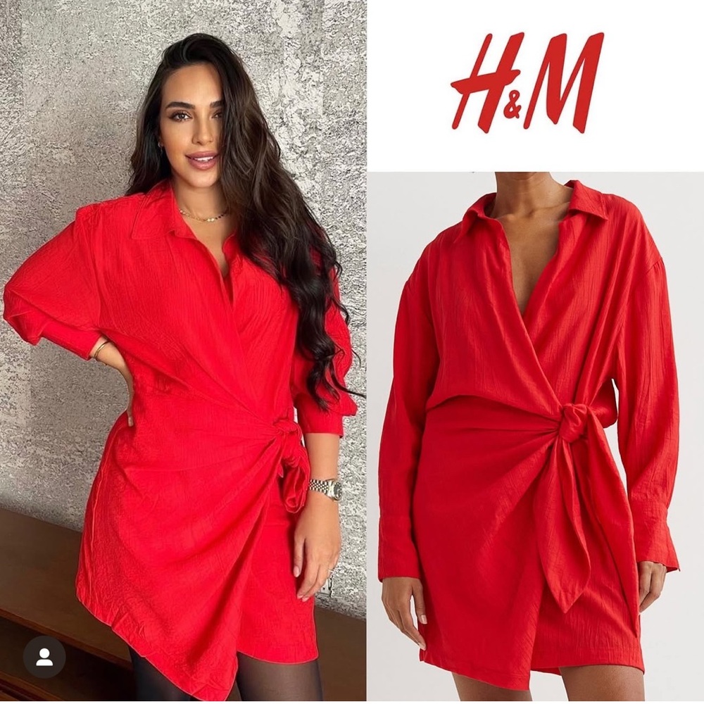 H&M Red Wrap Dress (XS)
